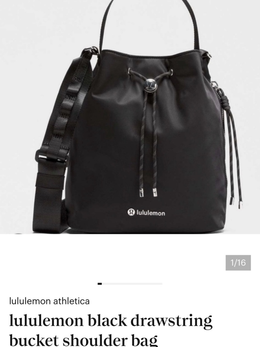 lululemon athletica Black Drawstring Bucket Shoulder Bag